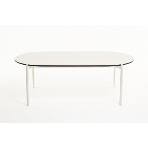 "Диего" журнальный стол из HPL 120х60 H40, каркас белый муар, цвет "молочный"