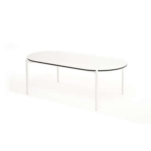 "Диего" журнальный стол из HPL 120х60 H40, каркас белый муар, цвет "молочный"