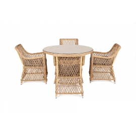 Обеденная группа Доппио плетеная, цвет соломенный