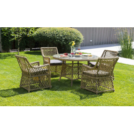 Обеденная группа Доппио плетеная, цвет соломенный