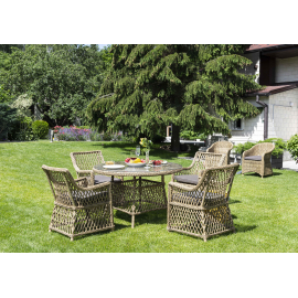 Обеденная группа Доппио плетеная, цвет соломенный