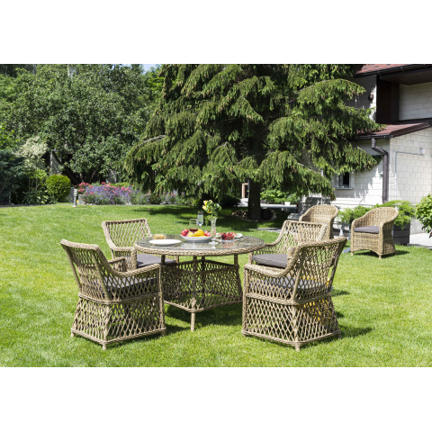 Обеденная группа Доппио плетеная, цвет соломенный