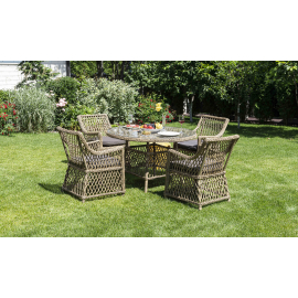 Обеденная группа Доппио плетеная, цвет соломенный