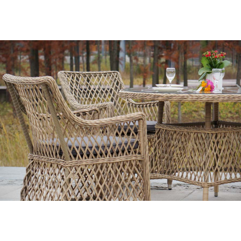 Обеденная группа Доппио плетеная, цвет соломенный