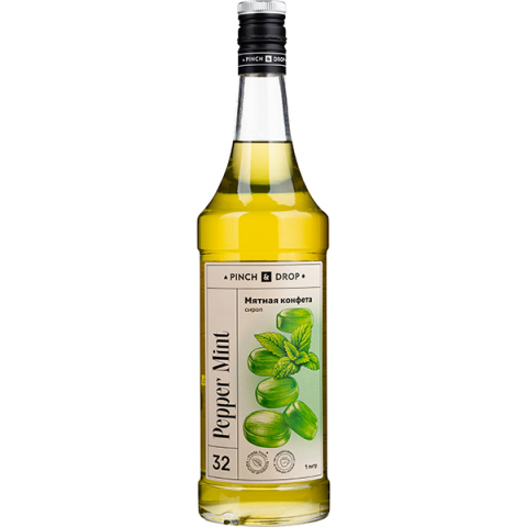 Сироп «Мятная Конфета» Pinch&Drop; стекло; 1л; D=85,H=330мм; зелен.