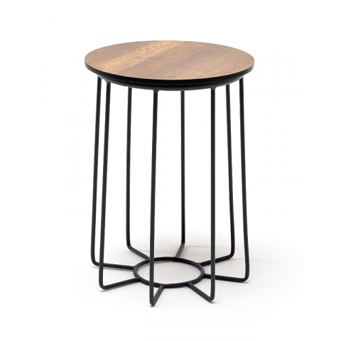 "Эквадор" журнальный стол из HPL круглый Ø40 H55, каркас из алюминия темно-серый (RAL 7024) муар, цвет столешницы "дуб"