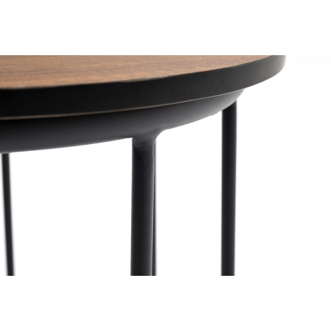 "Эквадор" журнальный стол из HPL круглый Ø40 H55, каркас из алюминия темно-серый (RAL 7024) муар, цвет столешницы "дуб"