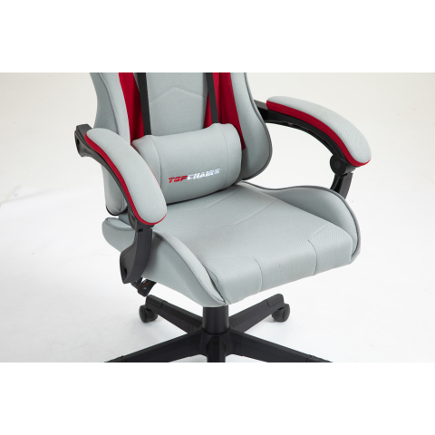 Кресло спортивное TopChairs Phantom ткань серо-красный