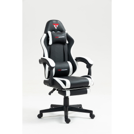 Кресло спортивное TopChairs Prophet с оттоманкой черно-белый