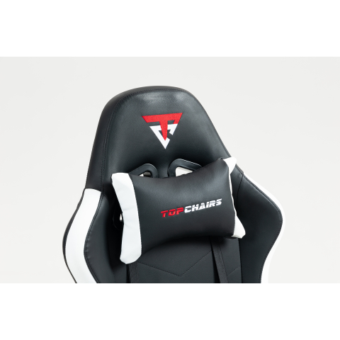 Кресло спортивное TopChairs Prophet с оттоманкой черно-белый