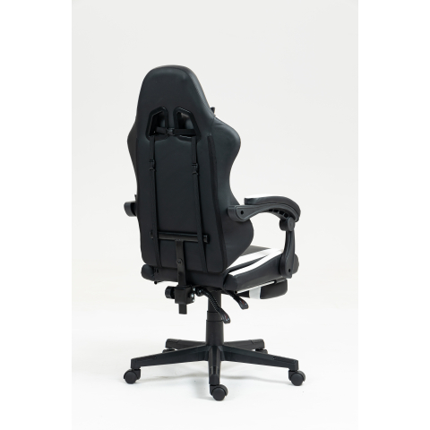 Кресло спортивное TopChairs Prophet с оттоманкой черно-белый