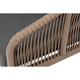Диван Канны 2-местный плетеный из роупа, каркас алюминий коричневый (RAL8016) муар, роуп коричневый круглый, ткань темно-серая 027