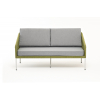 Диван Канны 2-местный плетеный из роупа, каркас алюминий светло-серый (RAL7035) муар, роуп салатовый меланж круглый, ткань светло-серая