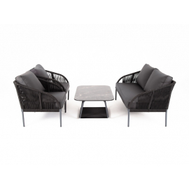 Комплект Канны лаунж-зона 4-местная плетеная из роупа (веревки), цвет темно-серый