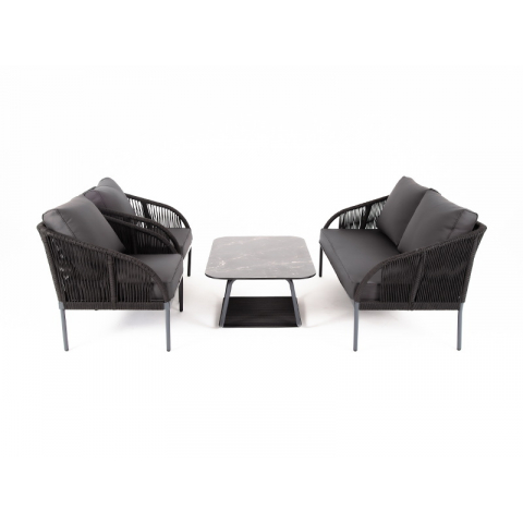 Комплект Канны лаунж-зона 4-местная плетеная из роупа (веревки), цвет темно-серый