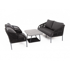 Комплект Канны лаунж-зона 4-местная плетеная из роупа (веревки), цвет темно-серый