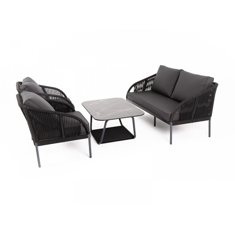 Комплект Канны лаунж-зона 4-местная плетеная из роупа (веревки), цвет темно-серый