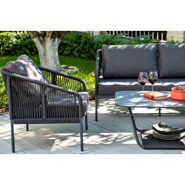 Комплект Канны лаунж-зона 4-местная плетеная из роупа (веревки), цвет темно-серый