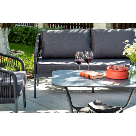 Комплект Канны лаунж-зона 4-местная плетеная из роупа (веревки), цвет темно-серый