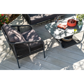 Комплект Канны лаунж-зона 4-местная плетеная из роупа (веревки), цвет темно-серый