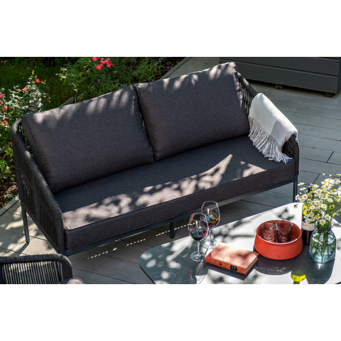 Комплект Канны лаунж-зона 4-местная плетеная из роупа (веревки), цвет темно-серый