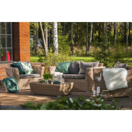 "Капучино" диван из искусственного ротанга двухместный, цвет соломенный