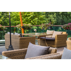 "Капучино" диван из искусственного ротанга двухместный, цвет соломенный