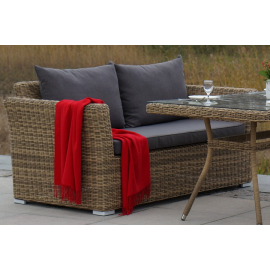 "Капучино" диван из искусственного ротанга двухместный, цвет соломенный