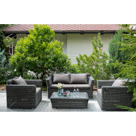 "Капучино" диван из искусственного ротанга двухместный, цвет графит