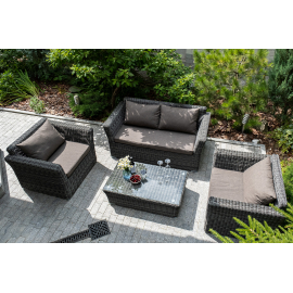 "Капучино" диван из искусственного ротанга двухместный, цвет графит