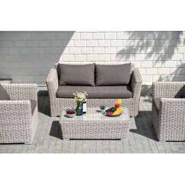 "Капучино" диван из искусственного ротанга двухместный, цвет бежевый