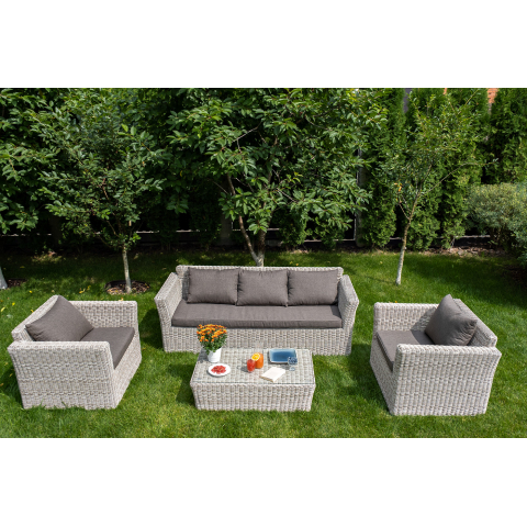 Диван Капучино из искусственного ротанга трехместный цвет бежевый