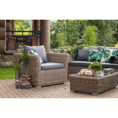 "Капучино" журнальный столик из искусственного ротанга, цвет соломенный