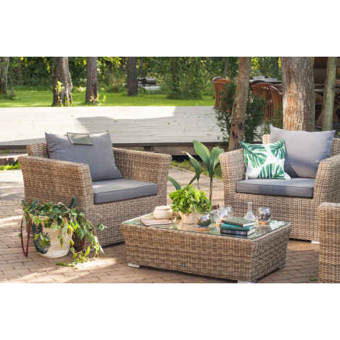 "Капучино" журнальный столик из искусственного ротанга, цвет соломенный