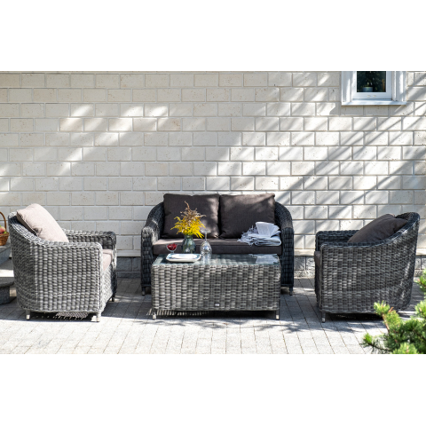 "Кон Панна" диван из искусственного ротанга двухместный, цвет графит