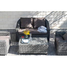 "Кон Панна" диван из искусственного ротанга двухместный, цвет графит