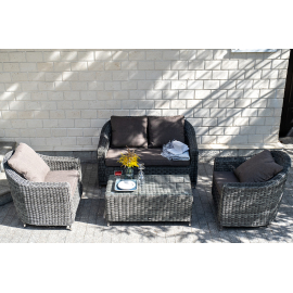 "Кон Панна" диван из искусственного ротанга двухместный, цвет графит