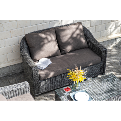 "Кон Панна" диван из искусственного ротанга двухместный, цвет графит