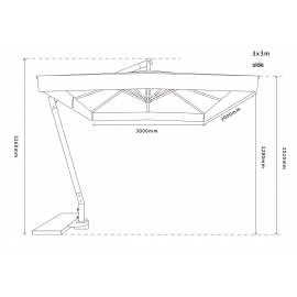 "Корсика" зонт уличный 3х3м на боковой алюминиевой опоре, цвет под дерево