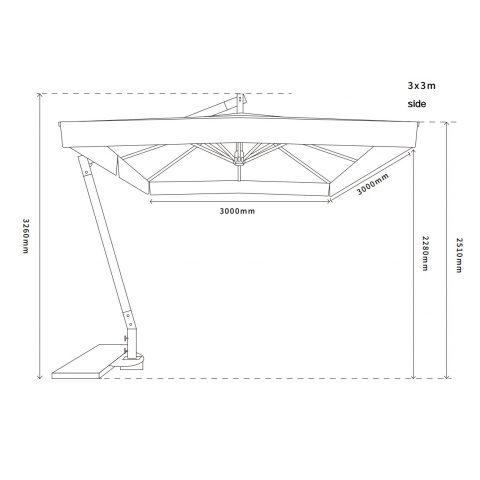 "Корсика" зонт уличный 3х3м на боковой алюминиевой опоре, цвет под дерево