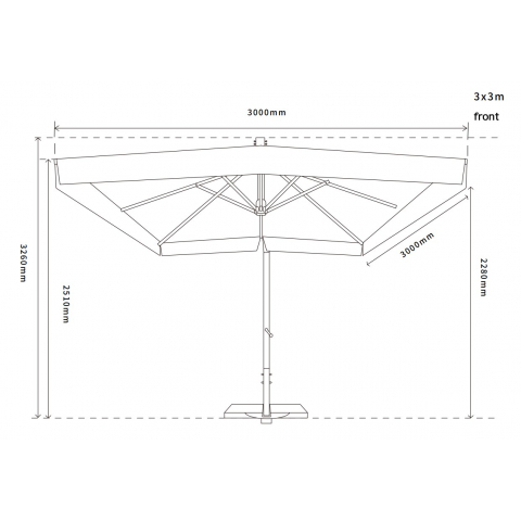 "Корсика" зонт уличный 3х3м на боковой алюминиевой опоре, цвет под дерево