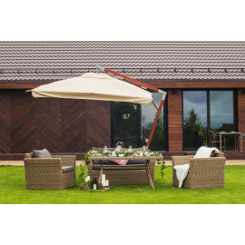 "Корсика" зонт уличный 3х3м на боковой алюминиевой опоре, цвет под дерево