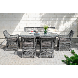 Диван Латте двухместный из искусственного ротанга, цвет графит