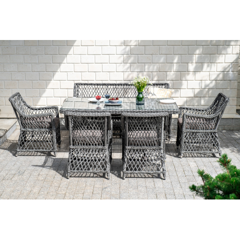 Диван Латте двухместный из искусственного ротанга, цвет графит