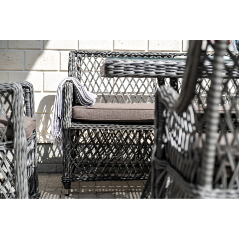 Диван Латте двухместный из искусственного ротанга, цвет графит