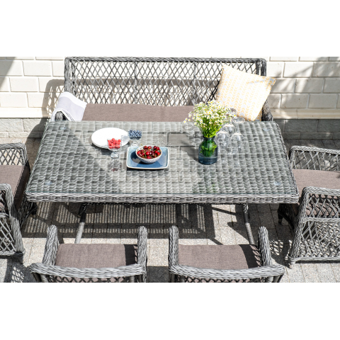 Диван Латте двухместный из искусственного ротанга, цвет графит