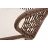Стул Милан плетеный из роупа, каркас алюминий белый муар, роуп коричневый круглый, ткань бежевая 052