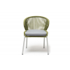 Стул Милан плетеный из роупа, каркас алюминий светло-серый (RAL7035) муар, роуп салатовый меланж круглый, ткань светло-серая