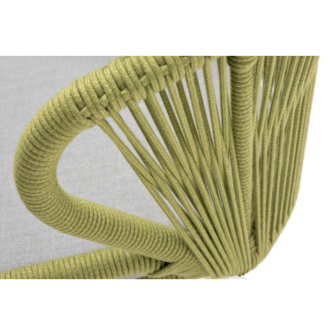 Стул Милан плетеный из роупа, каркас алюминий светло-серый (RAL7035) муар, роуп салатовый меланж круглый, ткань светло-серая