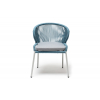 Плетенный стул Милан из роупа, каркас алюминий светло-серый (RAL7035) шагрень, роуп бирюзовый круглый, ткань светло-серая
